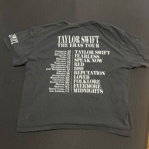 Taylor Swift The Eras Tour Black Graphic T-Shirt 2XL Tour Dates Double Sided